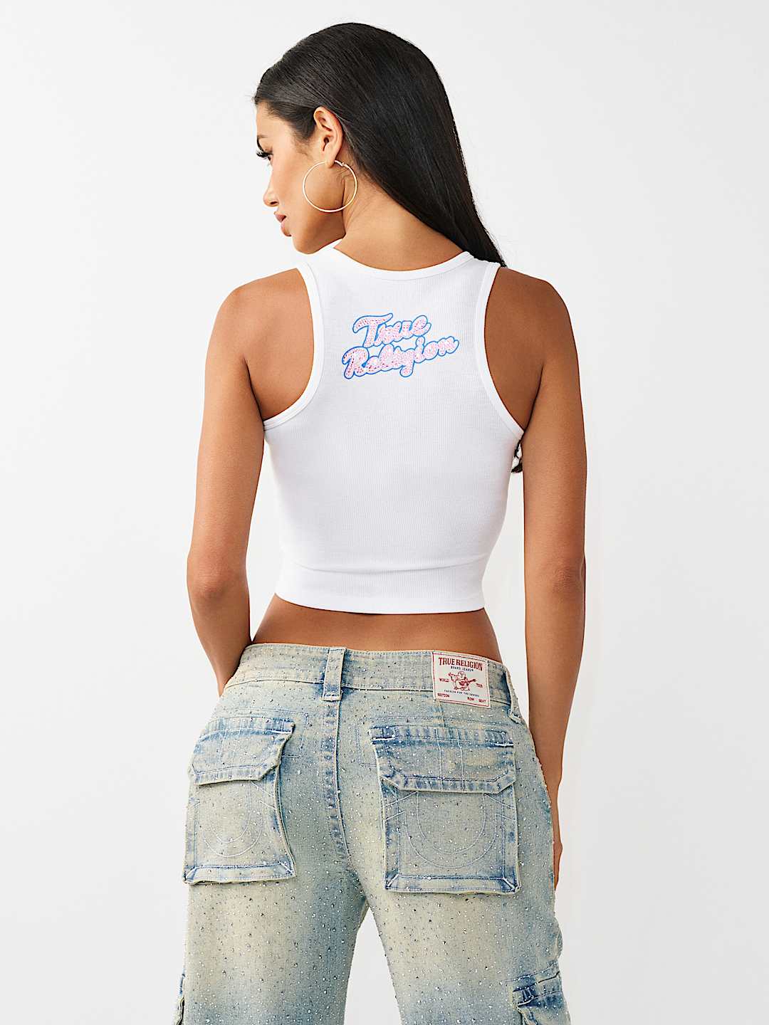 CRYSTAL SPORTY RIBBED TANK TOP, image 7