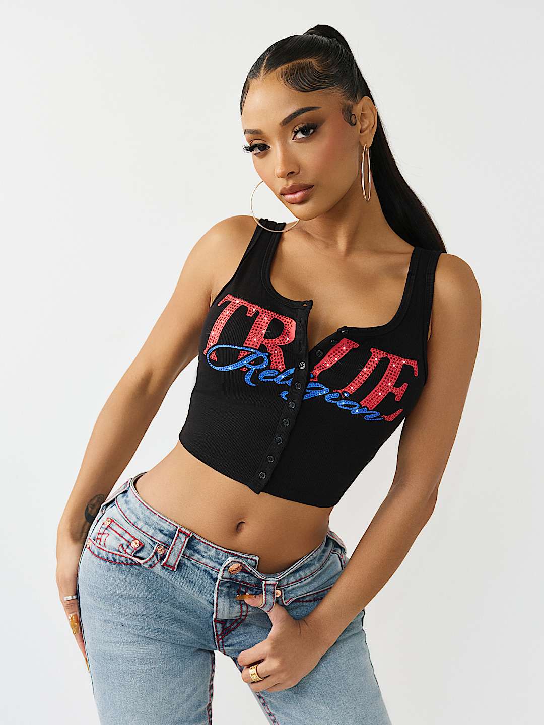 BUTTON-UP RIBBED TANK TOP, image 2