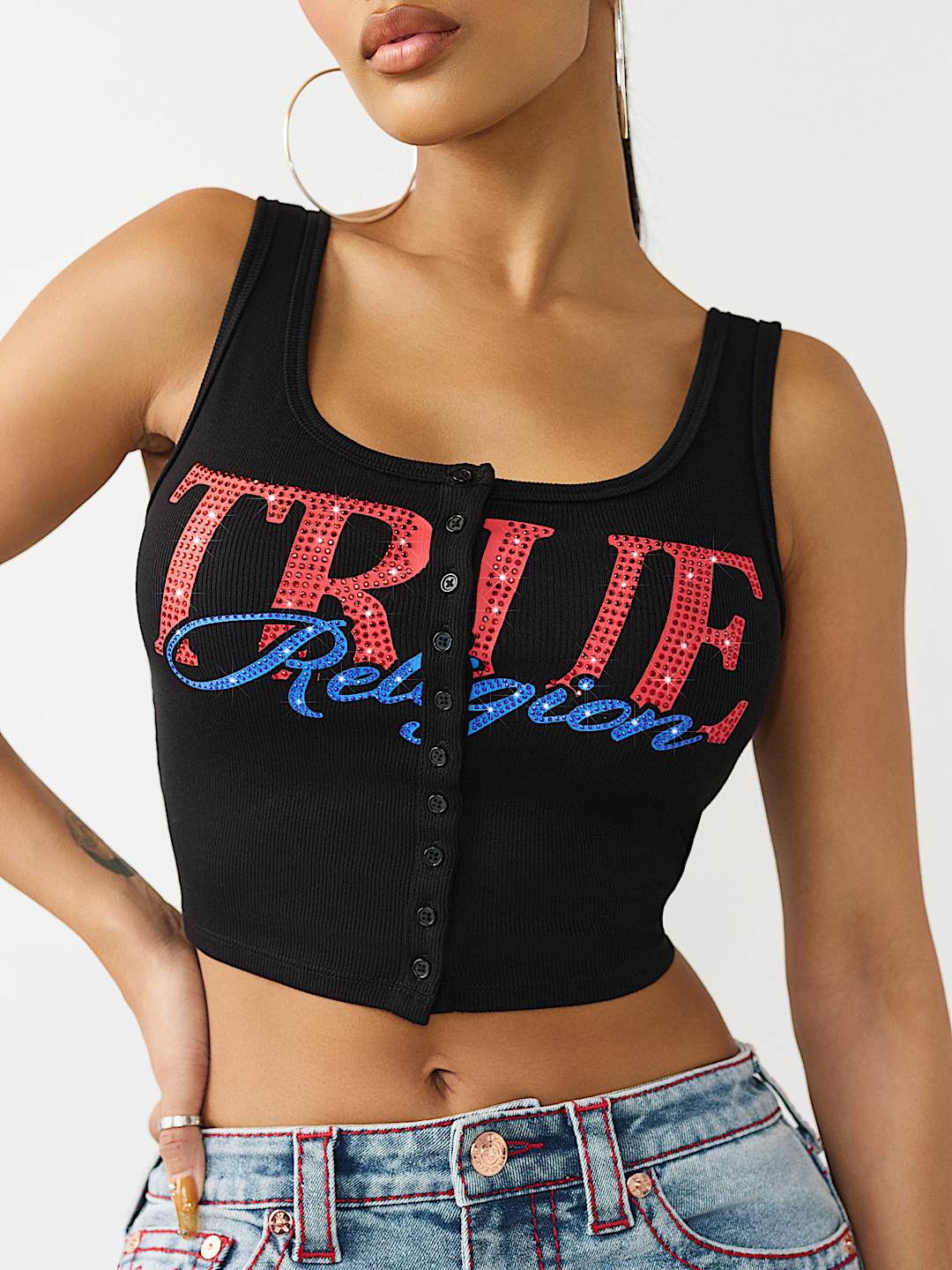 BUTTON-UP RIBBED TANK TOP, image 1