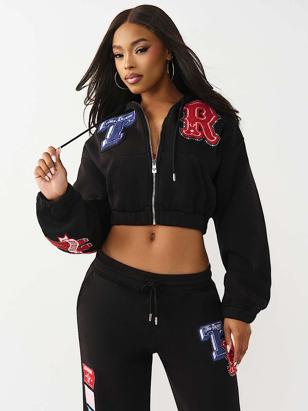 CRYSTAL PATCH GIRLFRIEND ZIP HOODIE, image 2