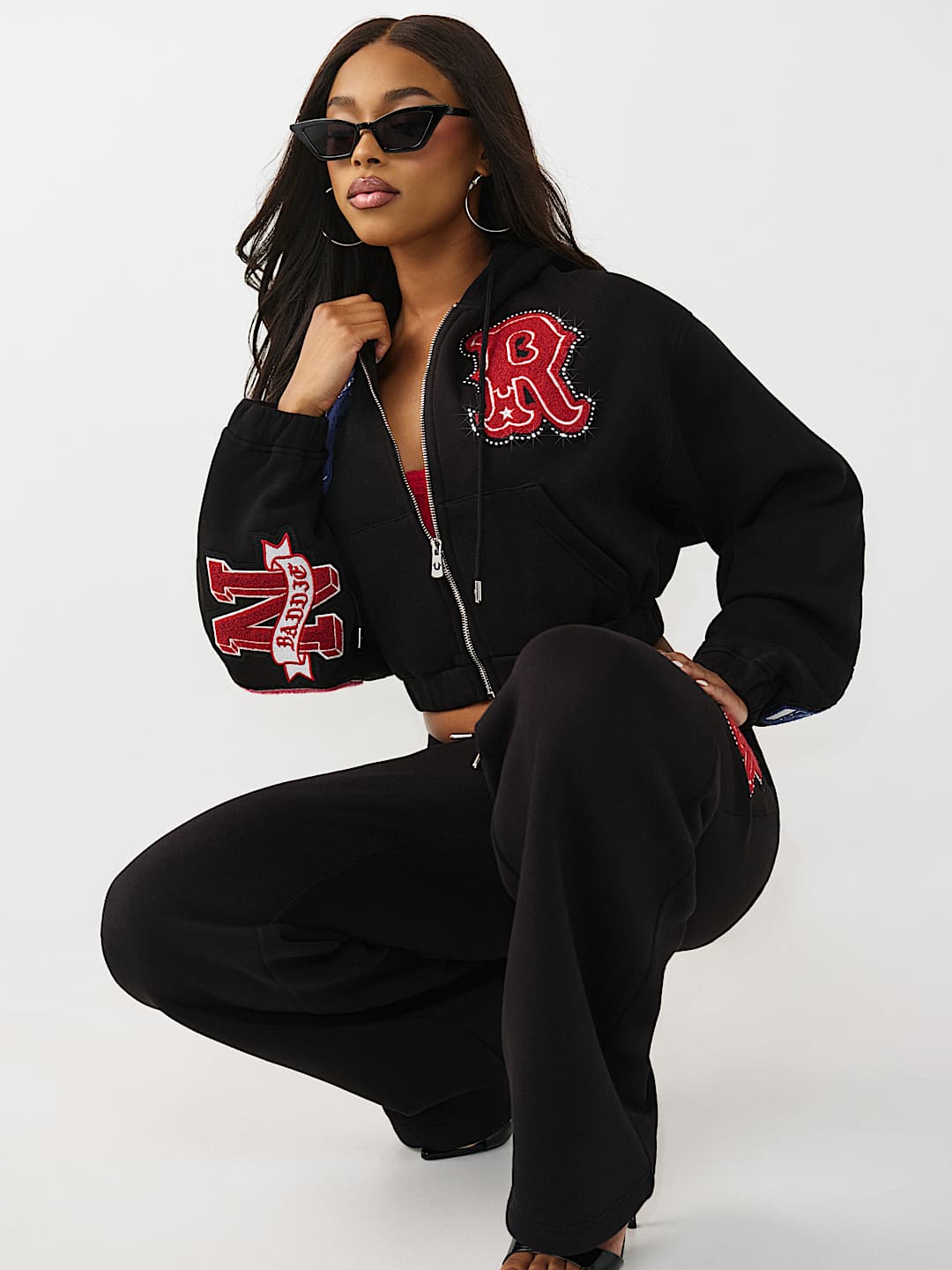 CRYSTAL PATCH GIRLFRIEND ZIP HOODIE, image 4
