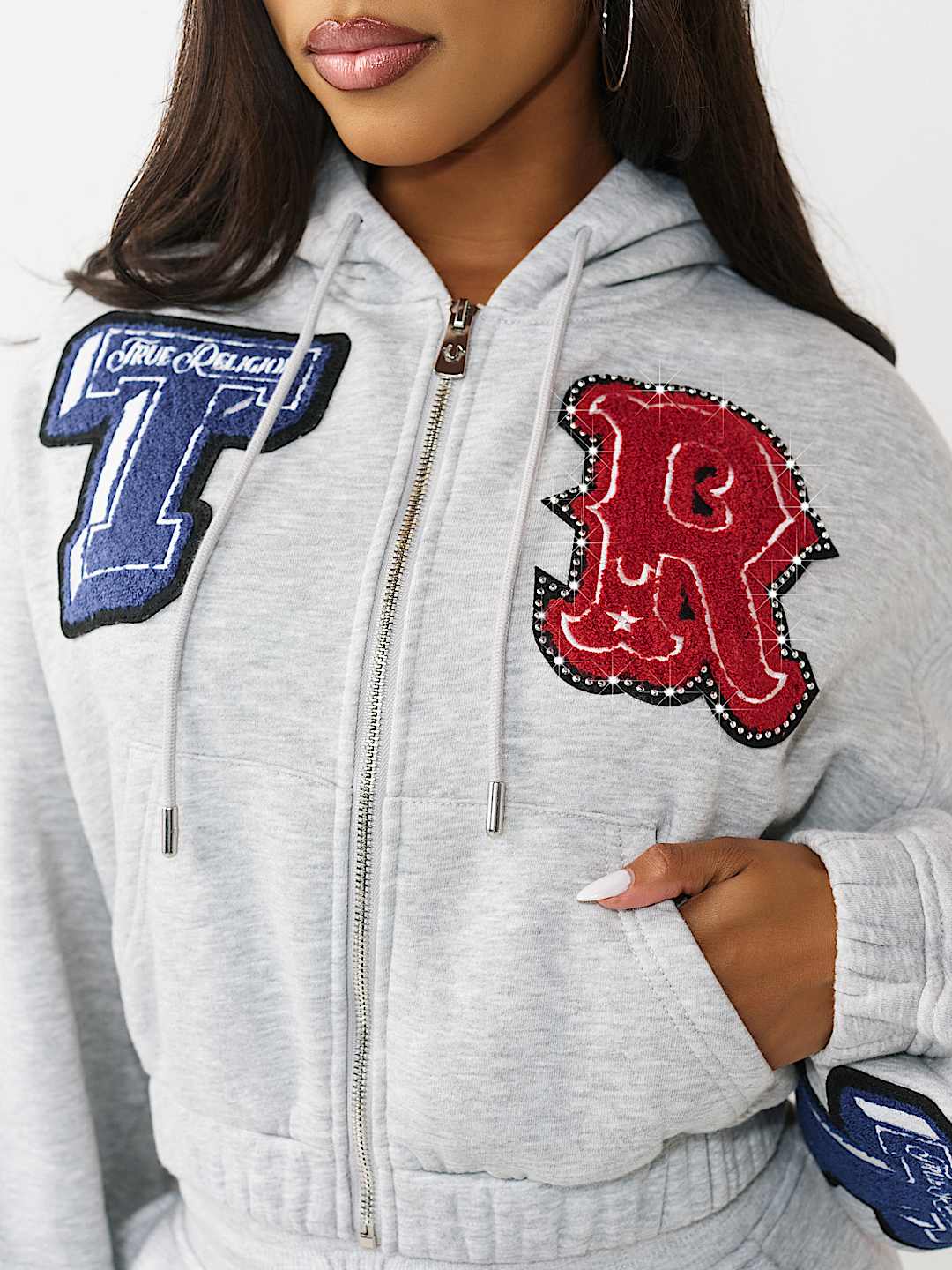 CRYSTAL PATCH GIRLFRIEND ZIP HOODIE, image 7