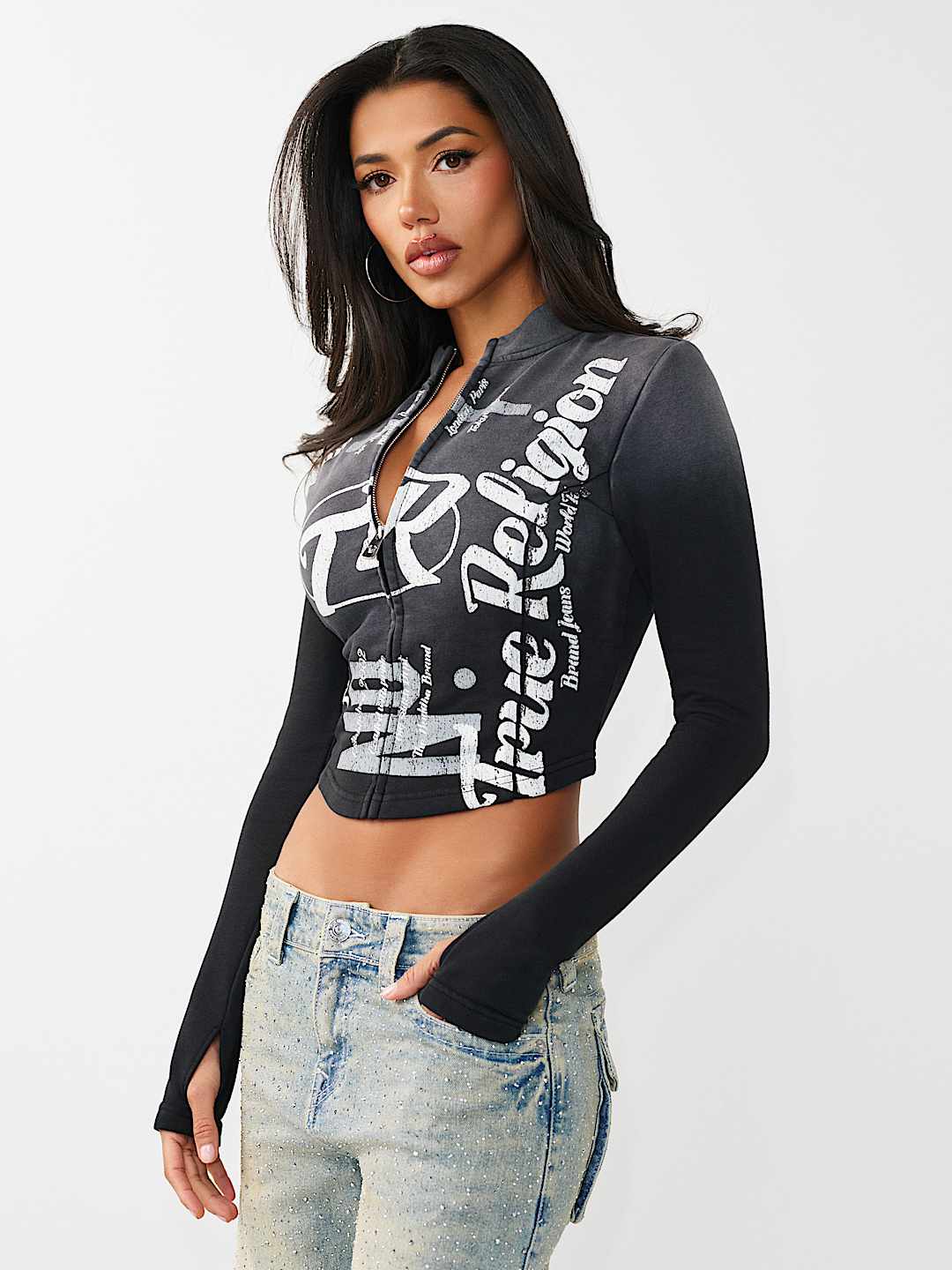 WASHED FRENCH TERRY ZIP UP, image 4