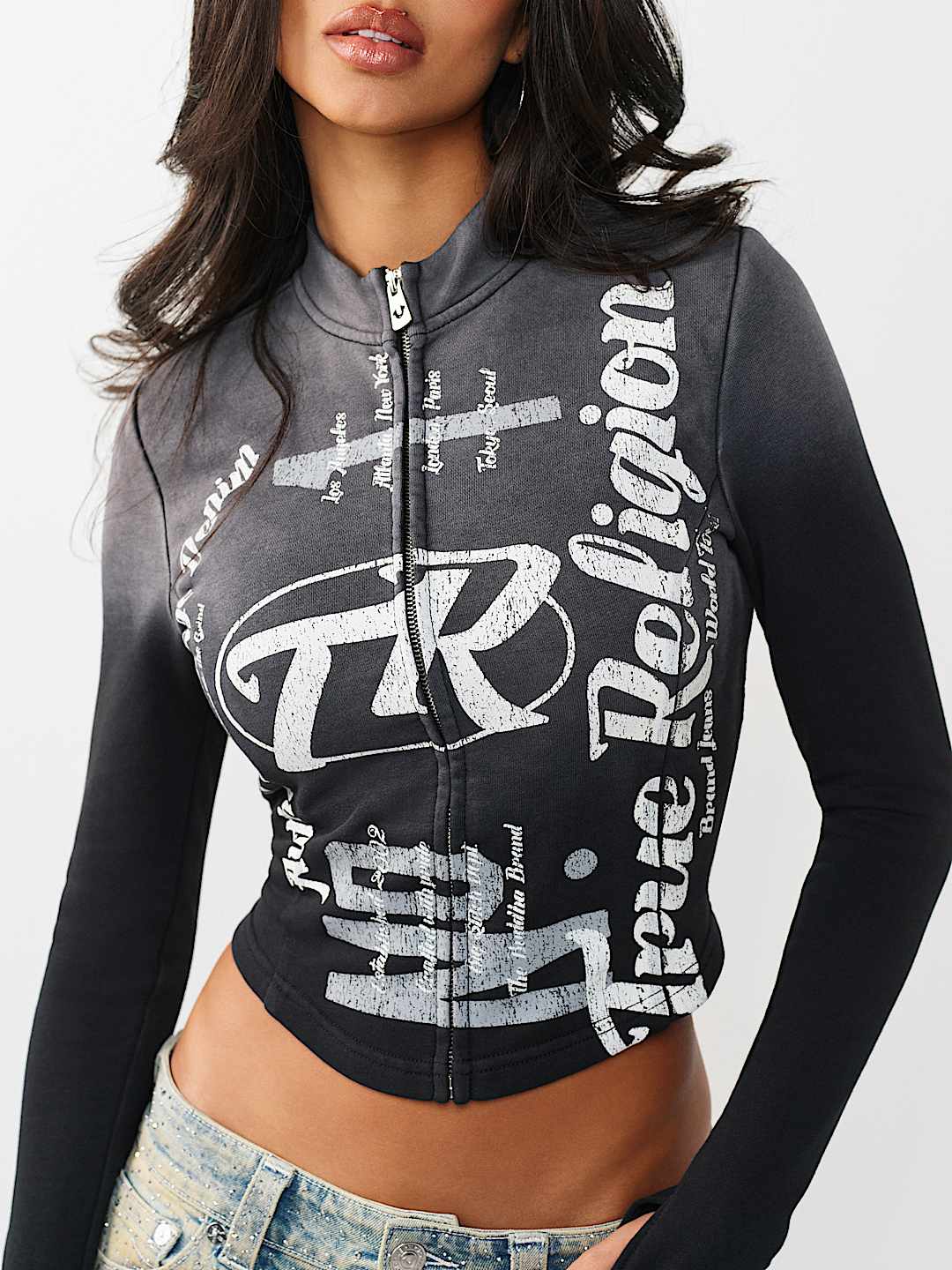 WASHED FRENCH TERRY ZIP UP, image 1