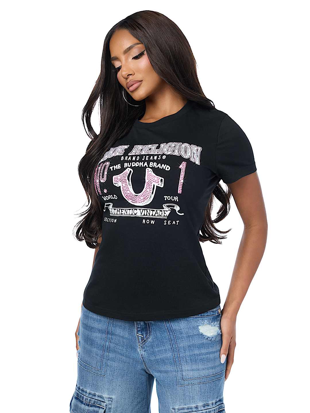 CRYSTAL LOGO HORSESHOE CREWNECK TEE