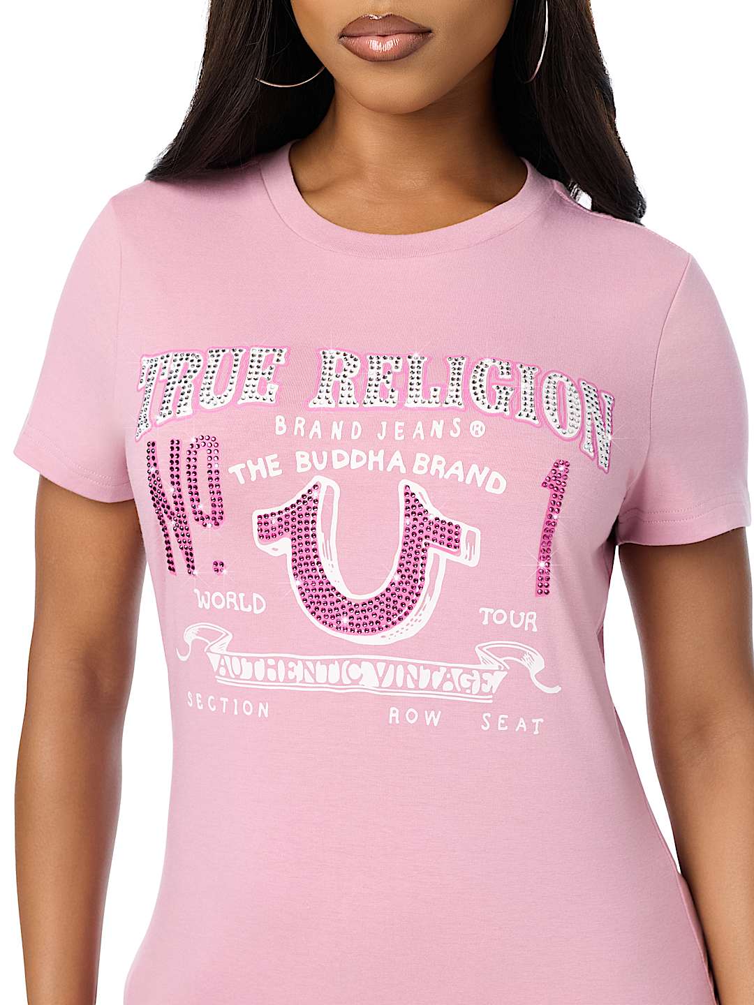 CRYSTAL LOGO HORSESHOE CREWNECK TEE