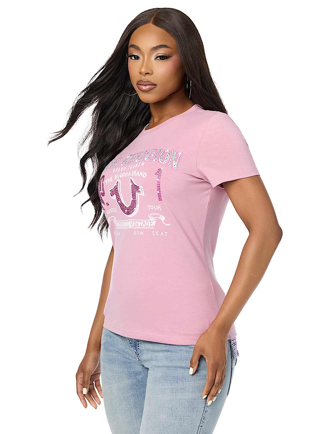 CRYSTAL LOGO HORSESHOE CREWNECK TEE