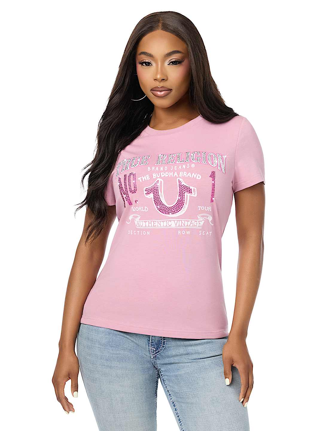 CRYSTAL LOGO HORSESHOE CREWNECK TEE