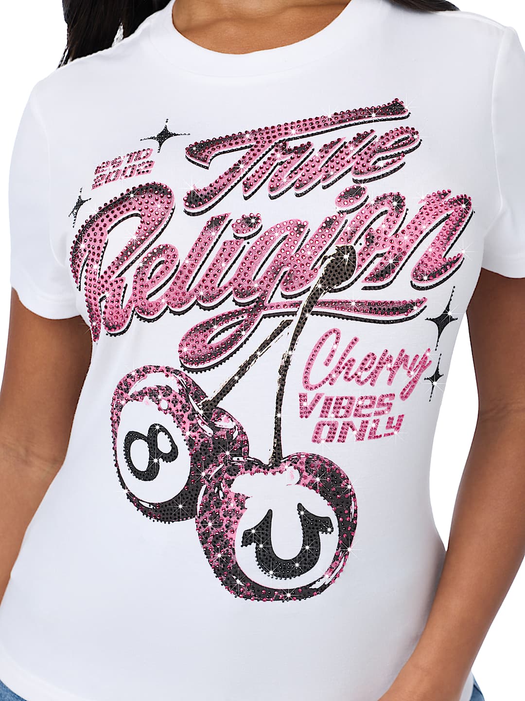 CRYSTAL CHERRY CREWNECK TEE