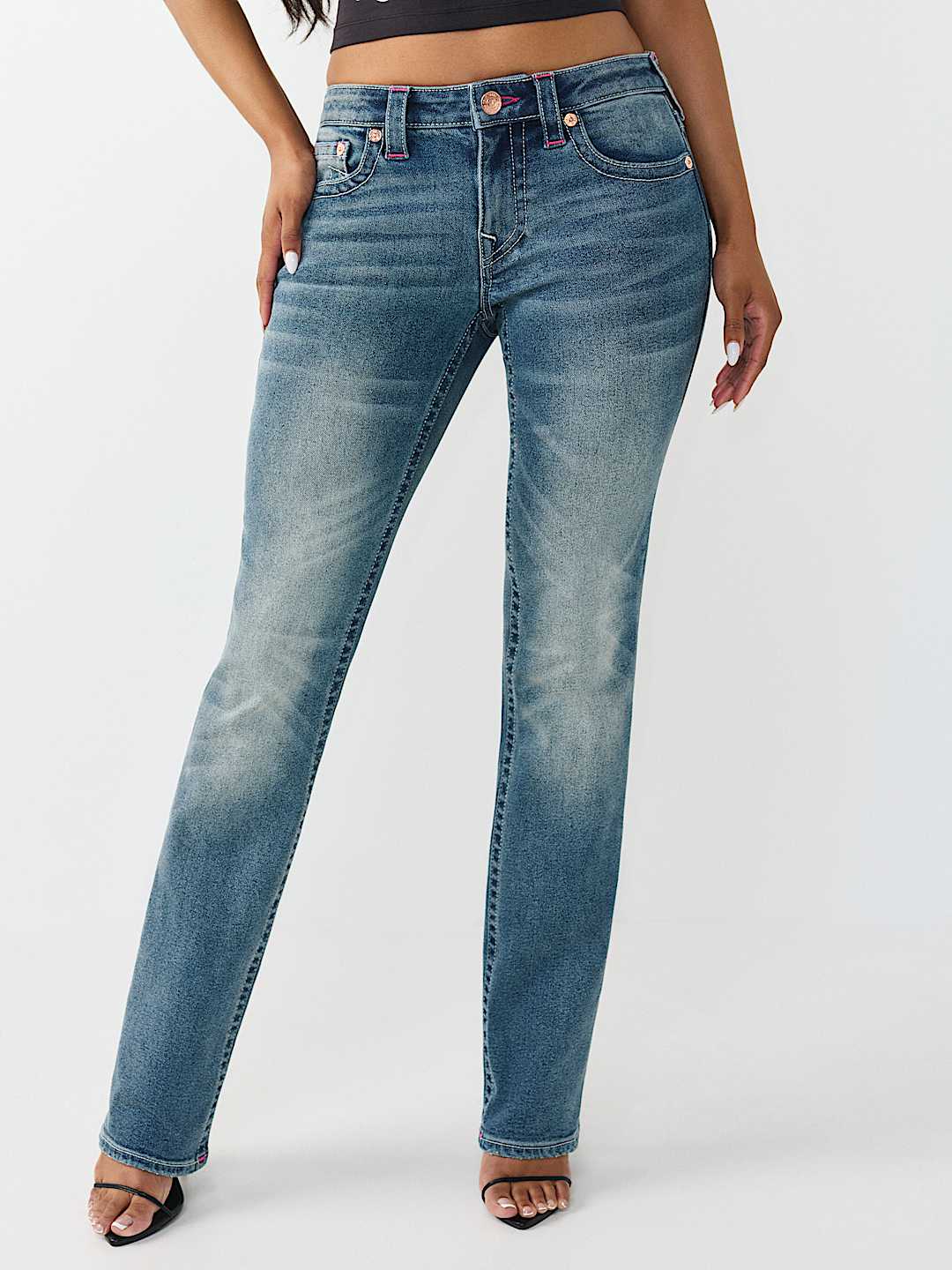 BILLIE MID RISE CRYSTAL CHERRY STRAIGHT JEAN, image 2