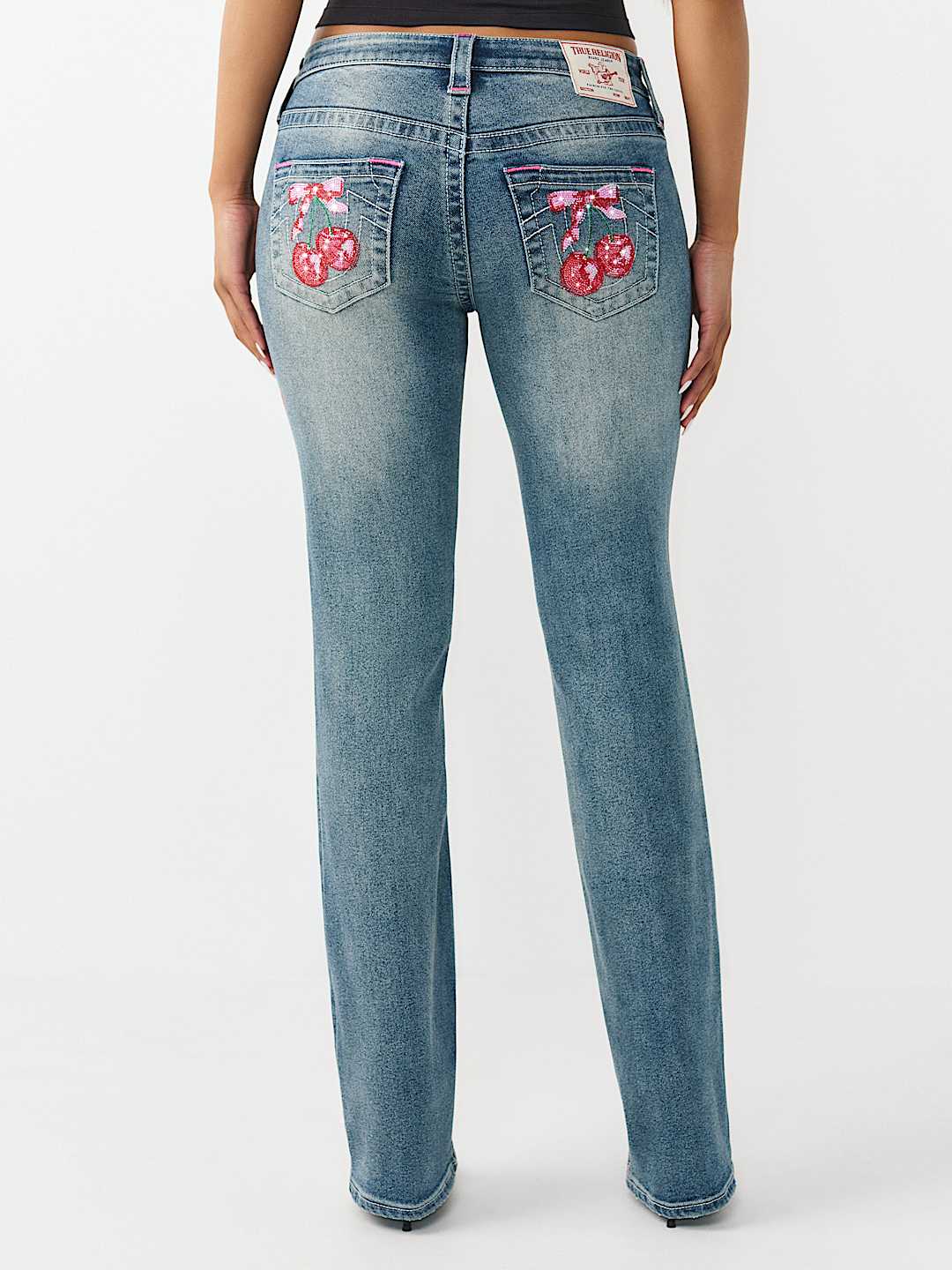 BILLIE MID RISE CRYSTAL CHERRY STRAIGHT JEAN, image 5