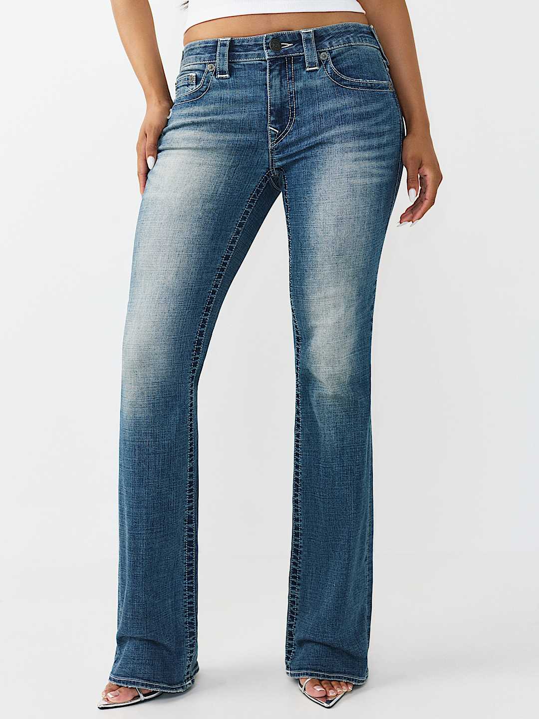  BECCA MID RISE PRINTED LOGO BOOTCUT JEAN, image 3