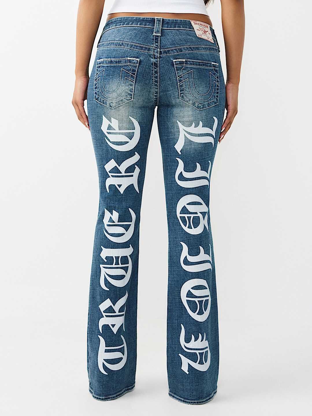  BECCA MID RISE PRINTED LOGO BOOTCUT JEAN, image 1