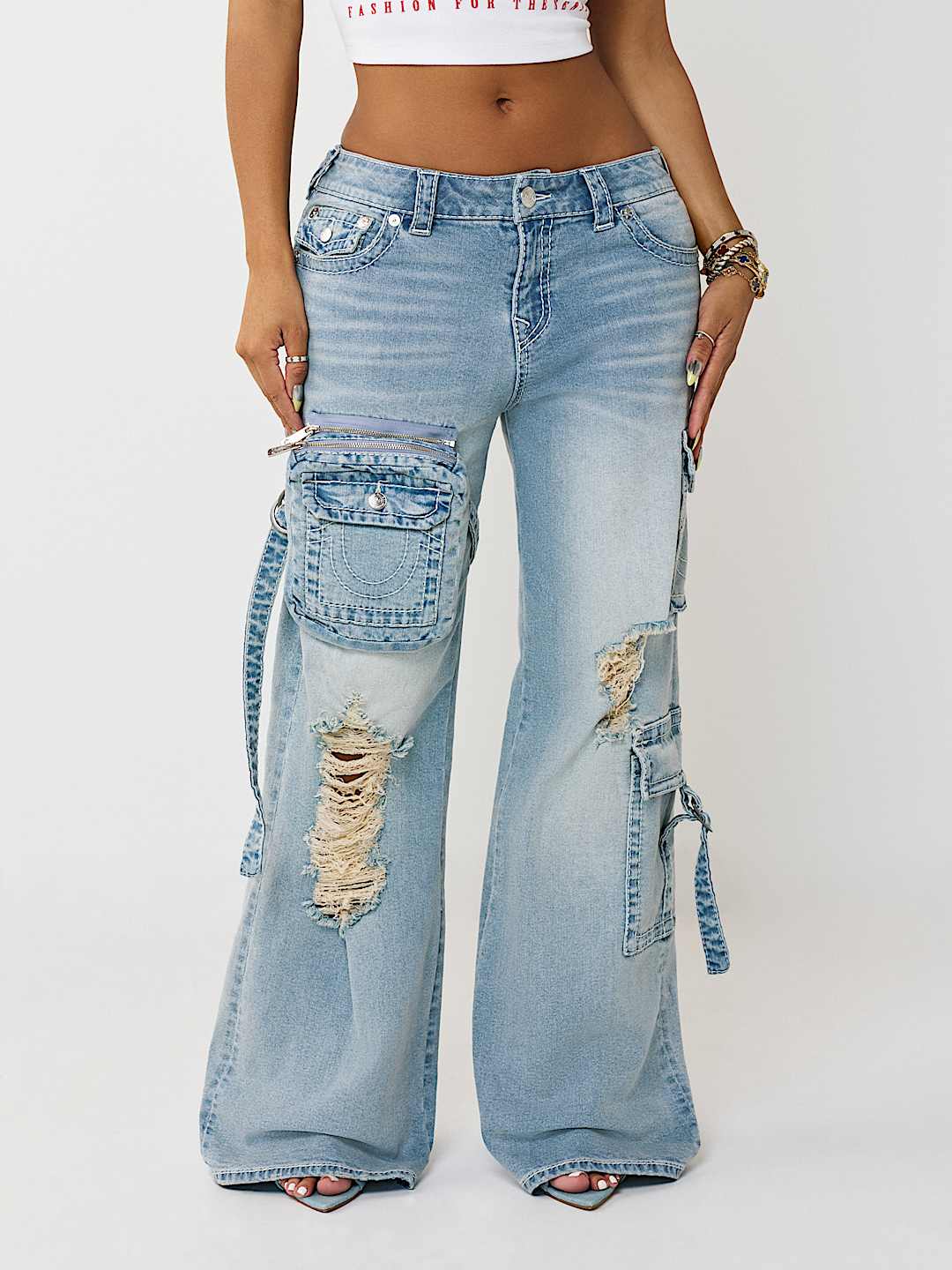 BOBBI MID RISE DETACHABLE CARGO POCKET BAGGY JEAN, image 3