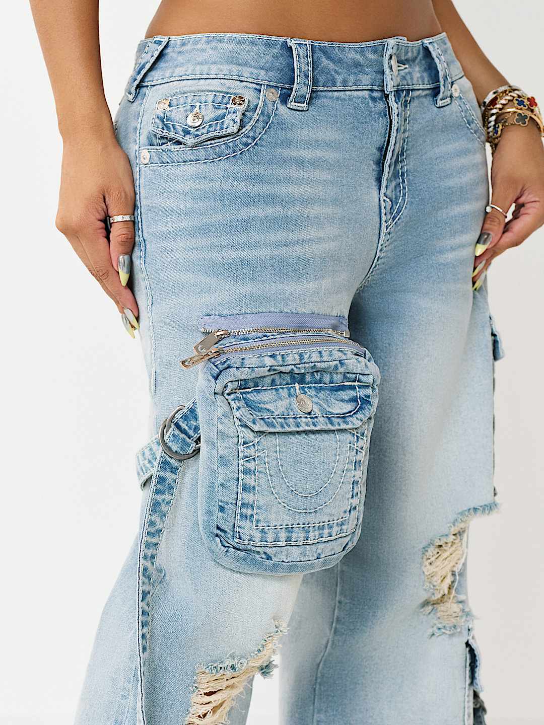 BOBBI MID RISE DETACHABLE CARGO POCKET BAGGY JEAN, image 5