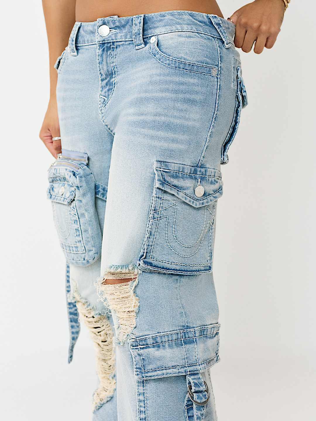 BOBBI MID RISE DETACHABLE CARGO POCKET BAGGY JEAN, image 6