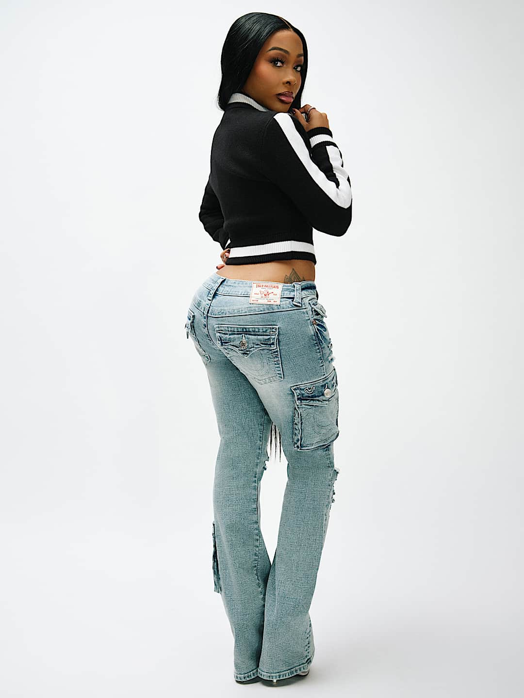 BECCA LOW RISE CARGO FLAP BOOTCUT JEAN, image 2