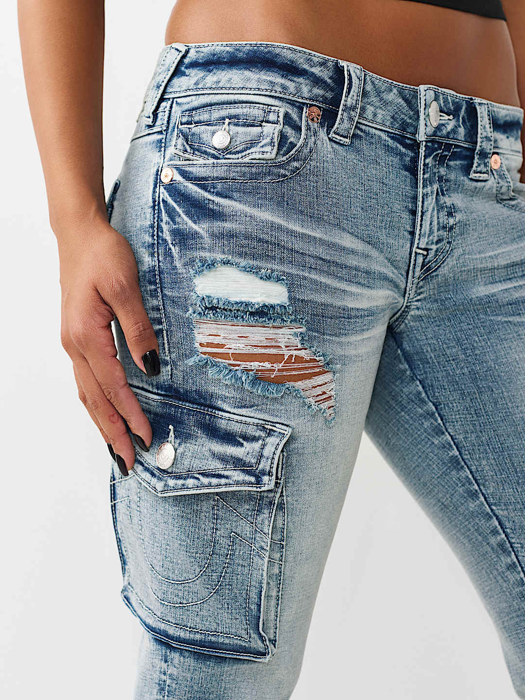 BECCA LOW RISE CARGO FLAP BOOTCUT JEAN, image 10