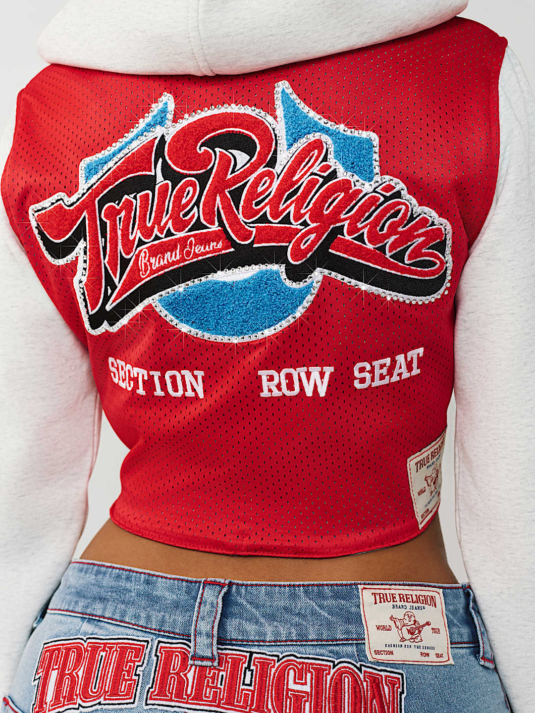 MESH SPORTY JERSEY DENIM JACKET, image 3