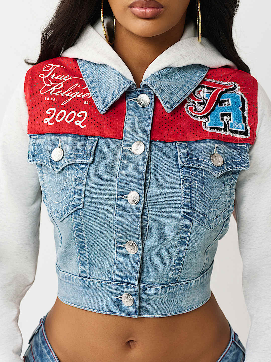 MESH SPORTY JERSEY DENIM JACKET, image 7