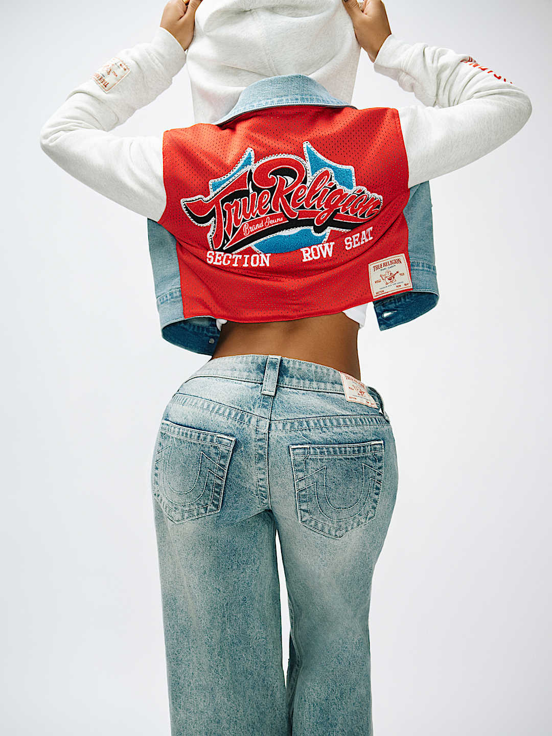 MESH SPORTY JERSEY DENIM JACKET, image 1