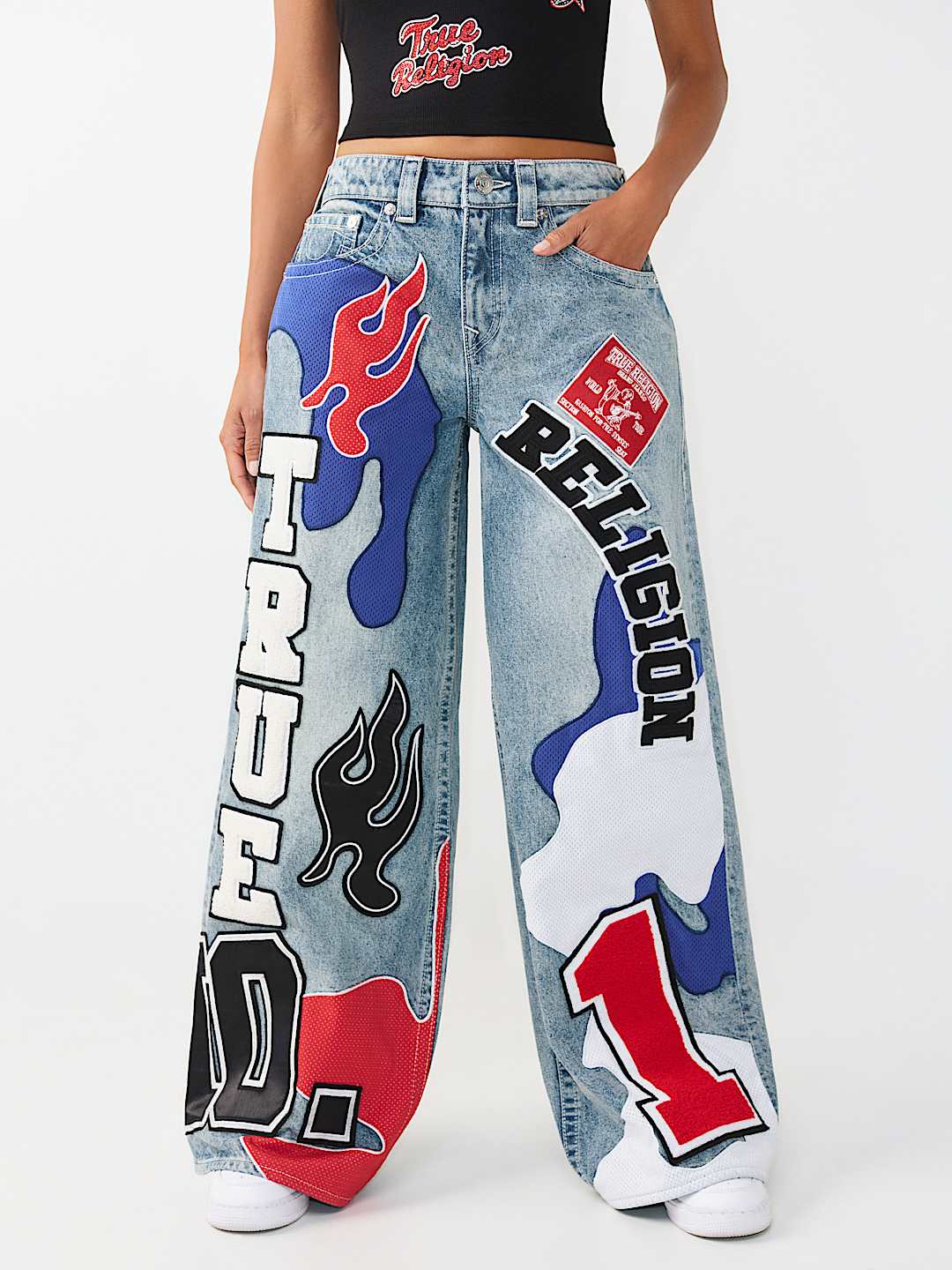 JESSIE MID RISE MIXED PATCH SUPER BAGGY JEAN, image 2