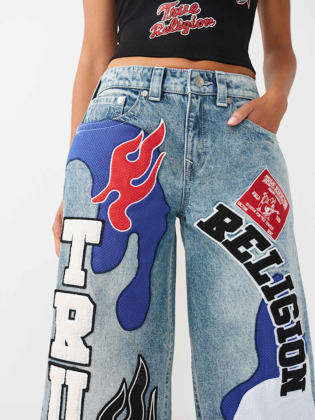 JESSIE MID RISE MIXED PATCH SUPER BAGGY JEAN, image 5