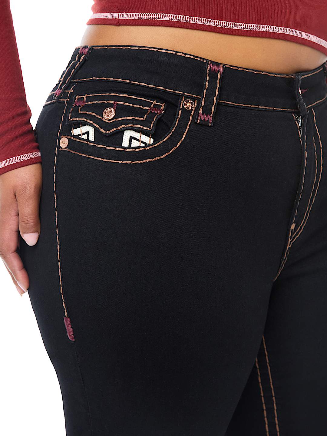 PLUS JENNIE MID RISE APPLIQU&Eacute; SUPER T FLAP CURVY SKINNY JEAN
