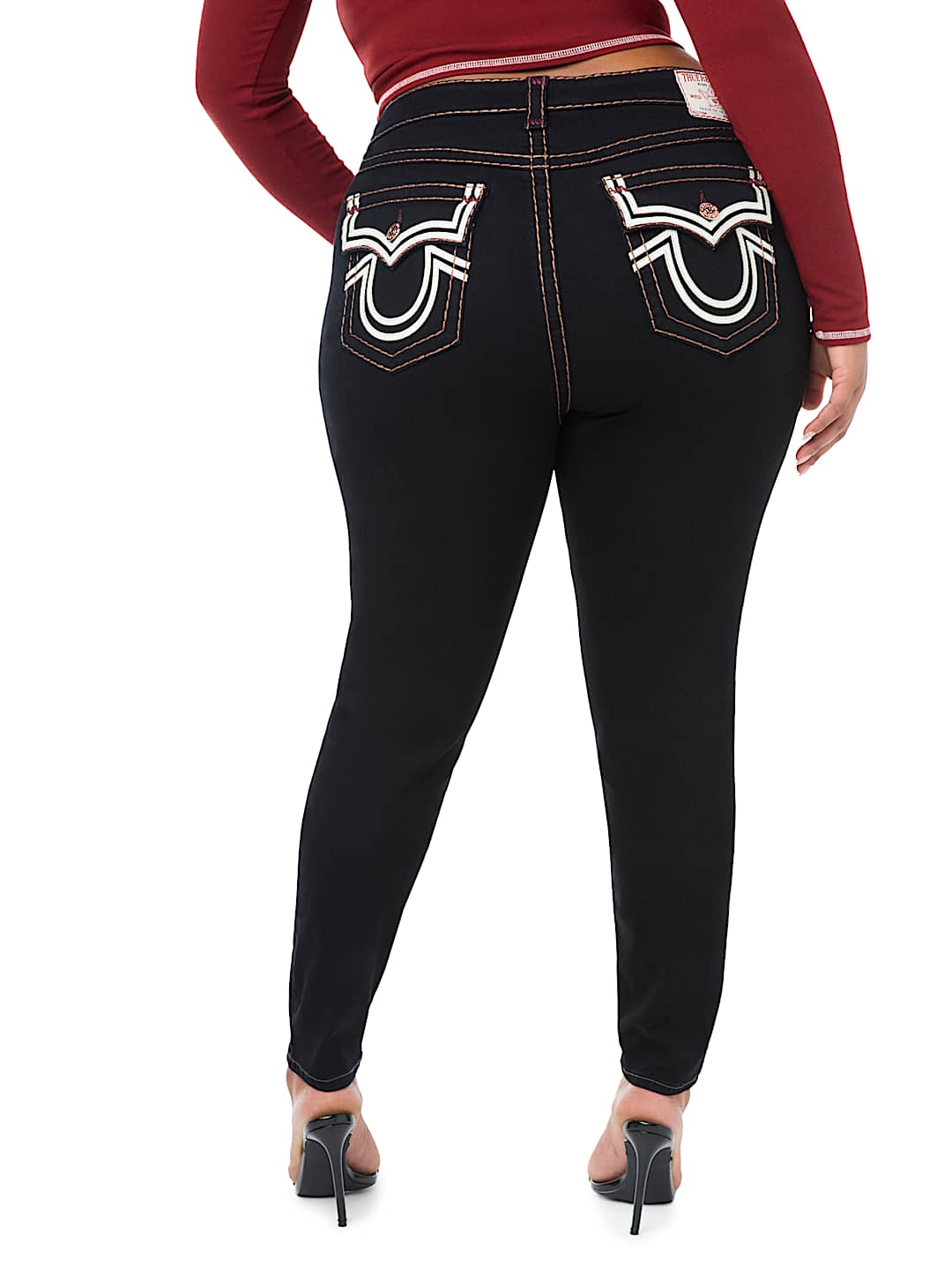PLUS JENNIE MID RISE APPLIQU&Eacute; SUPER T FLAP CURVY SKINNY JEAN