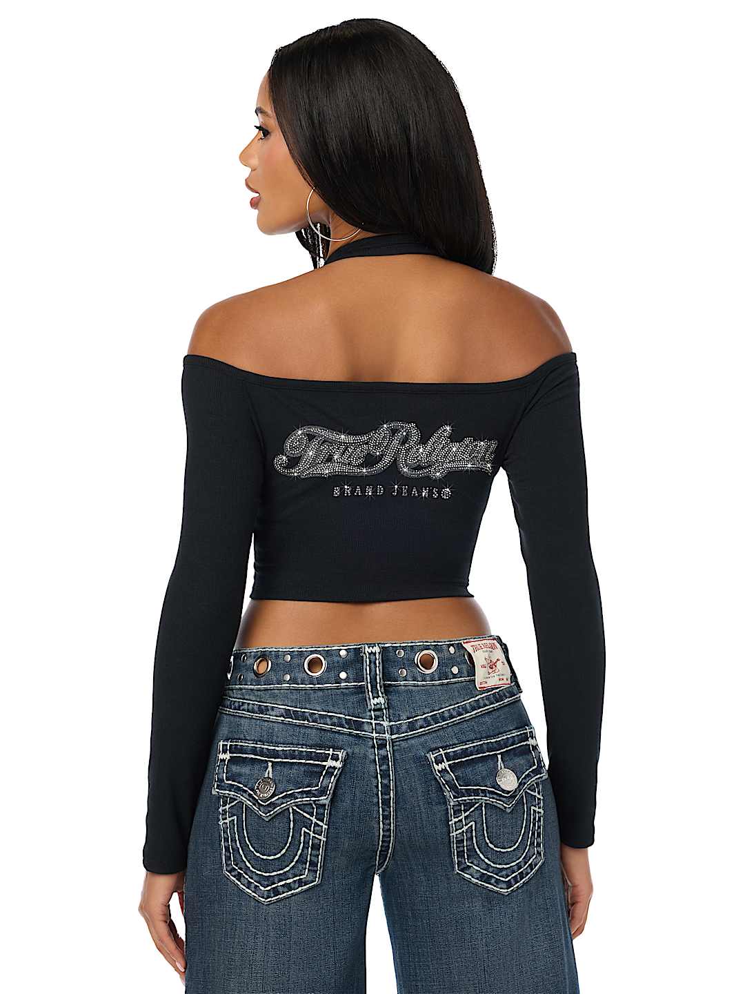CRYSTAL RIBBED HALTER CUT-OUT TOP