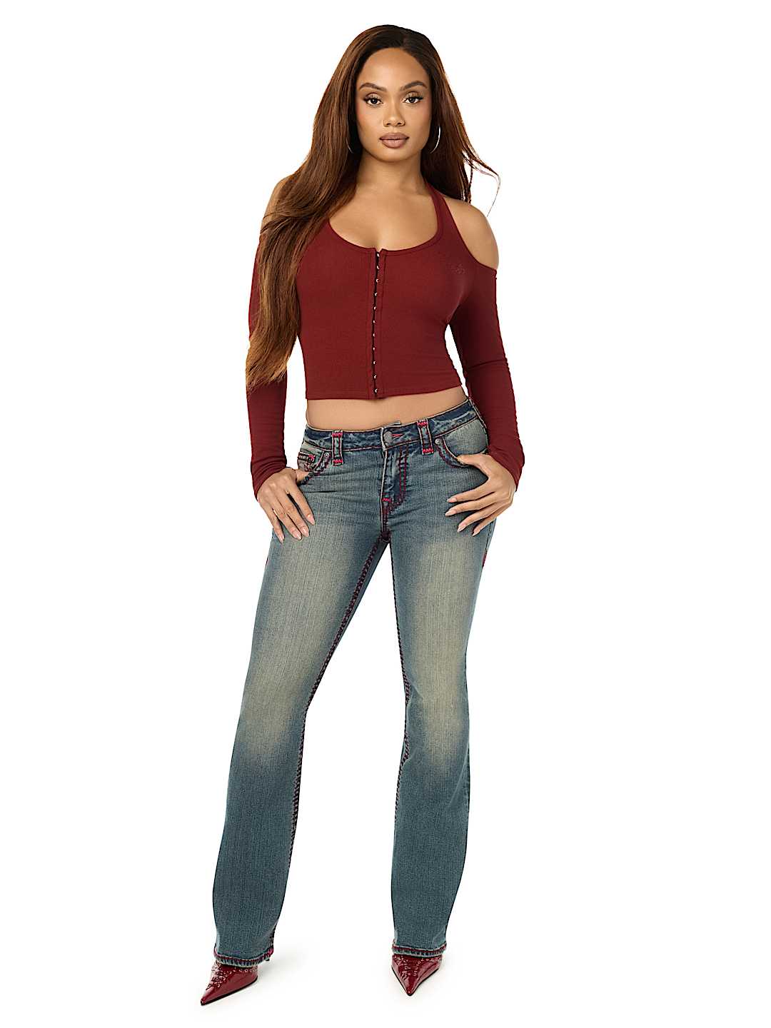 CRYSTAL RIBBED HALTER CUT-OUT TOP