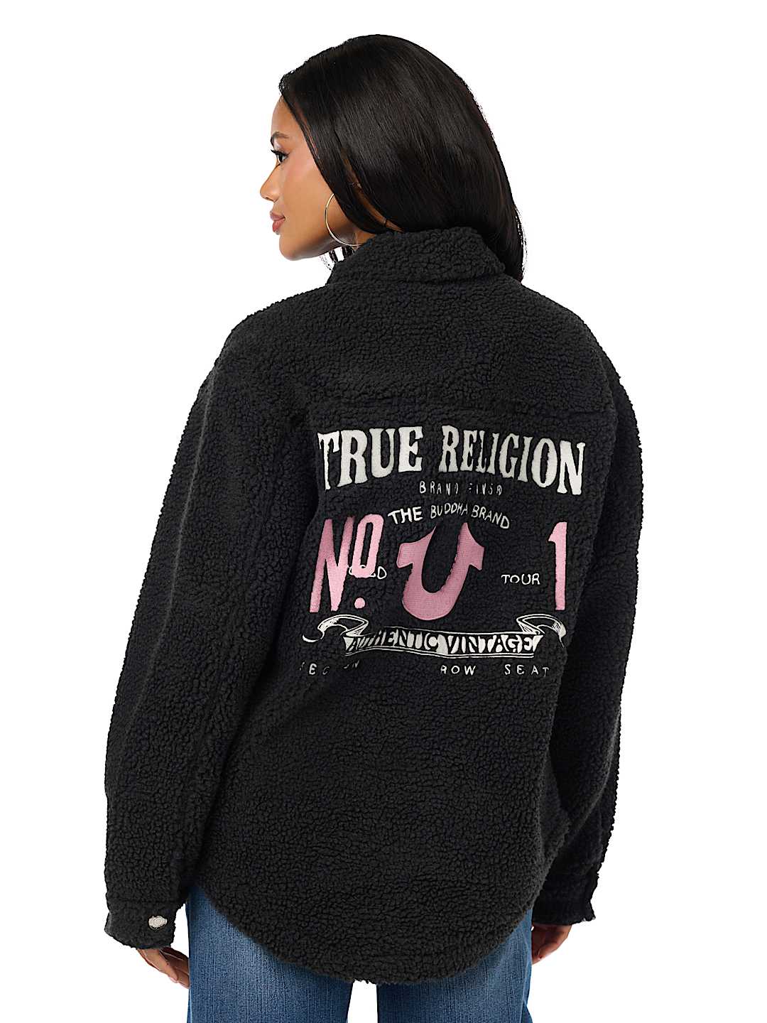 HORSESHOE EMBROIDERED SHERPA SHACKET