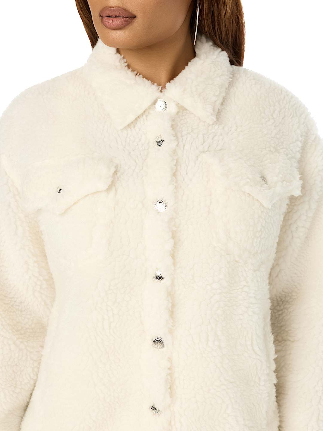 HORSESHOE EMBROIDERED SHERPA SHACKET