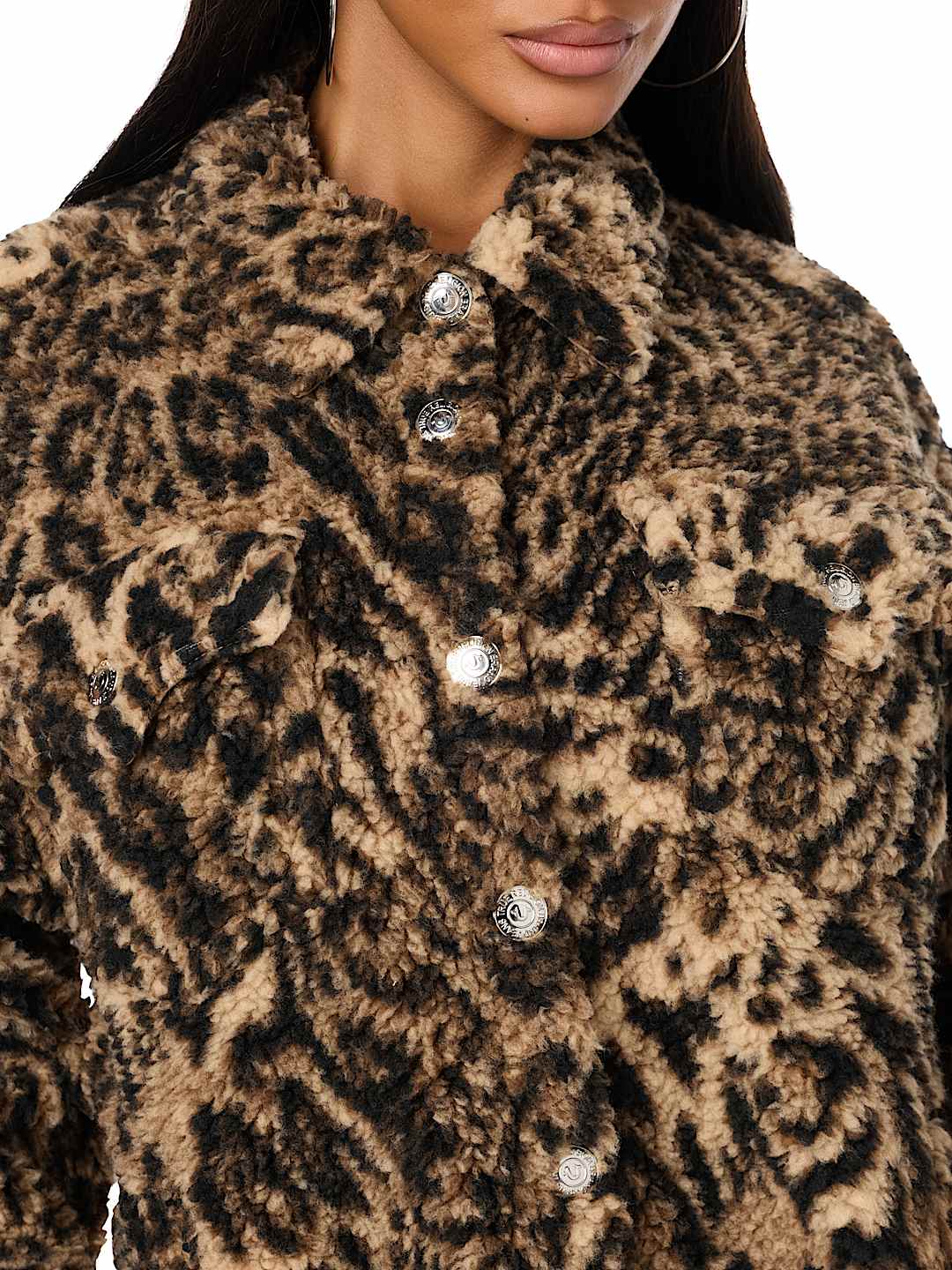 HORSESHOE EMBROIDERED SHERPA SHACKET
