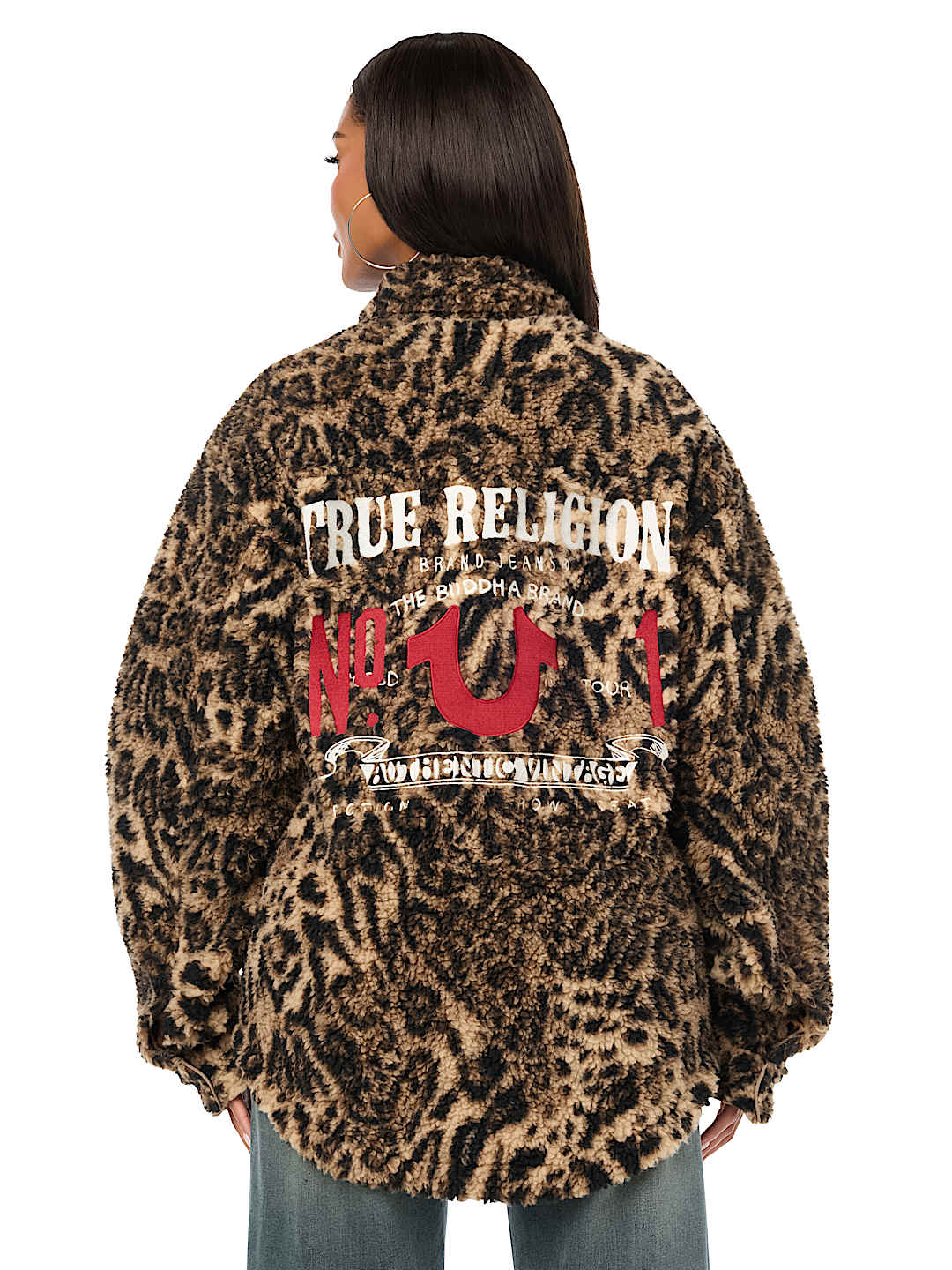 HORSESHOE EMBROIDERED SHERPA SHACKET