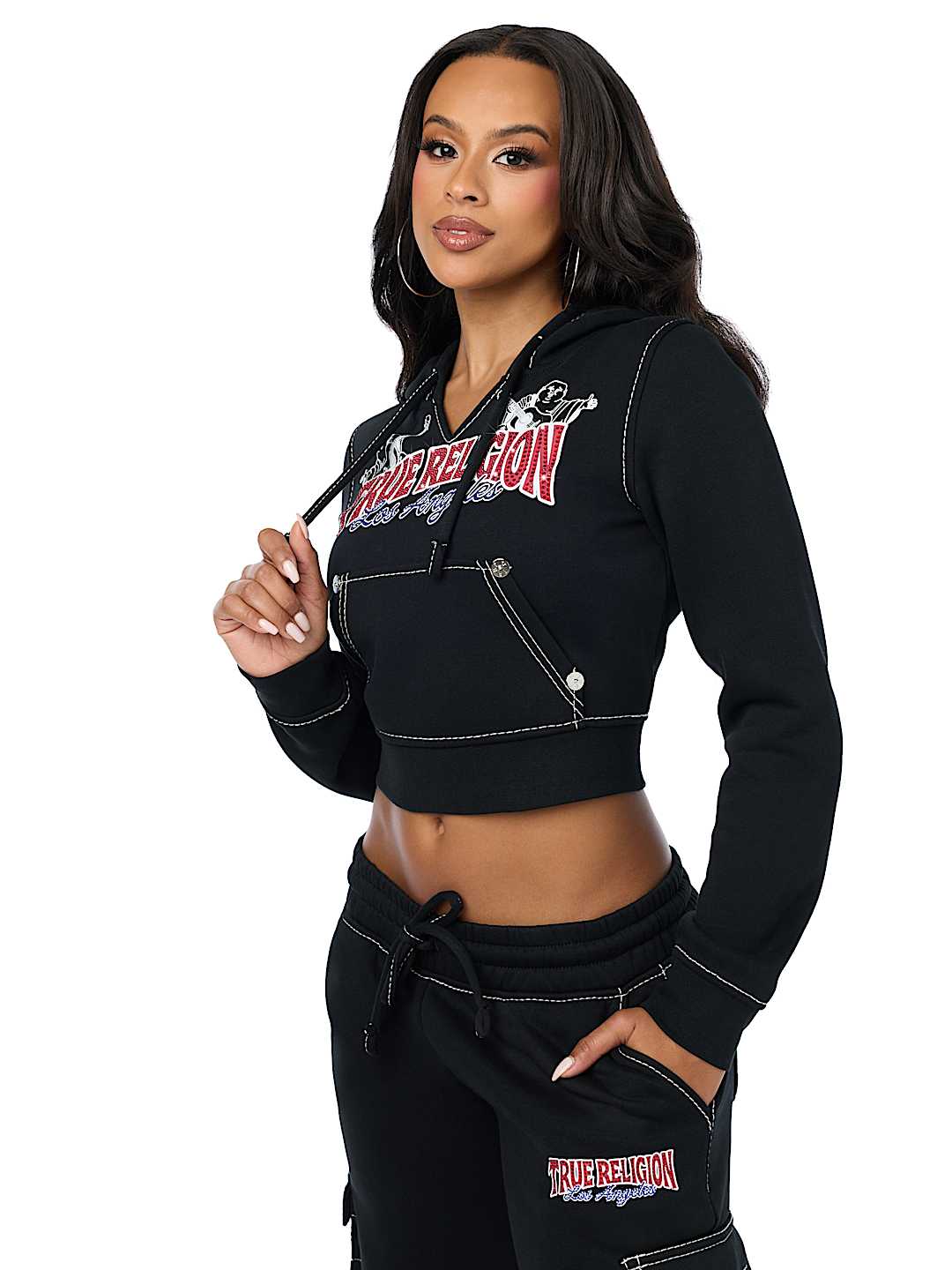 BIG T CRYSTAL SHRUNKEN PULLOVER HOODIE