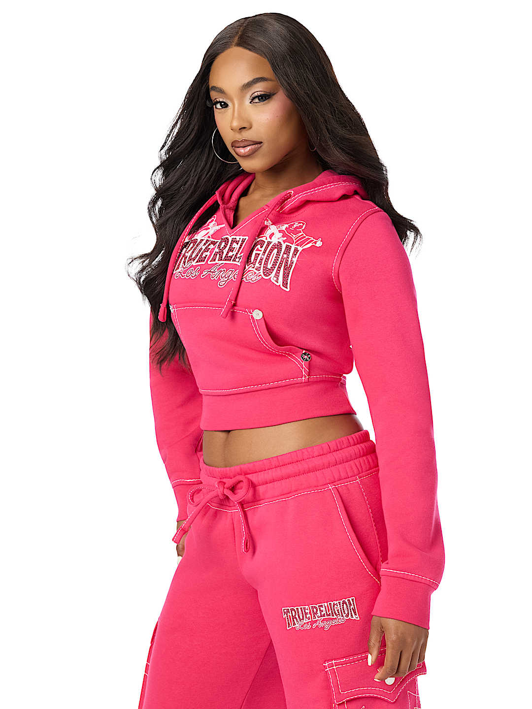 BIG T CRYSTAL SHRUNKEN PULLOVER HOODIE