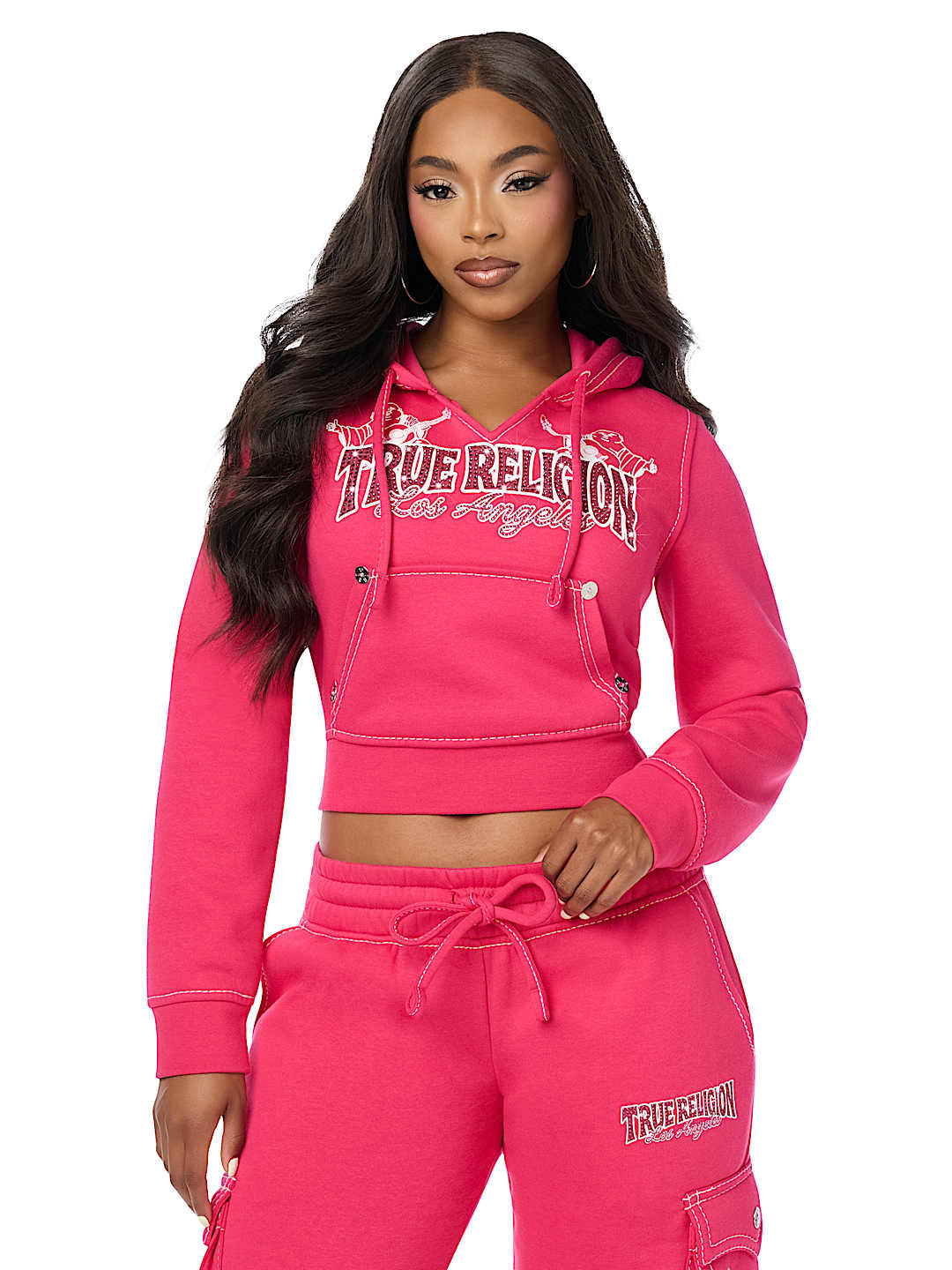 BIG T CRYSTAL SHRUNKEN PULLOVER HOODIE