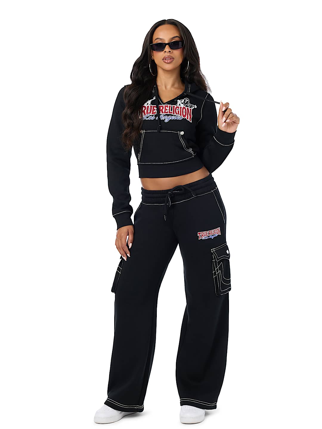BIG T LOW RISE CARGO WIDE LEG BAGGY SWEATPANT