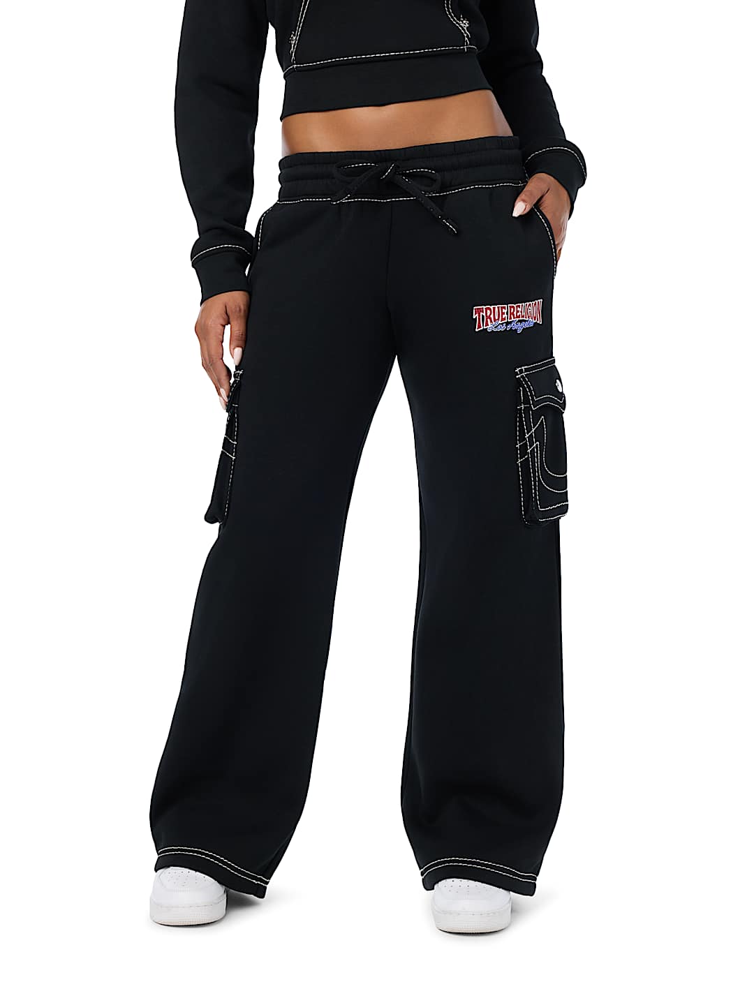 BIG T LOW RISE CARGO WIDE LEG BAGGY SWEATPANT
