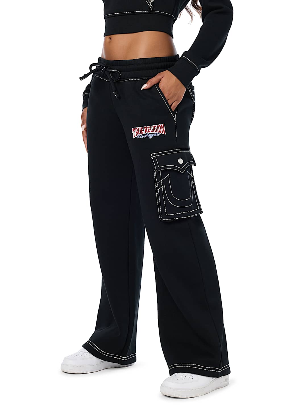 BIG T LOW RISE CARGO WIDE LEG BAGGY SWEATPANT