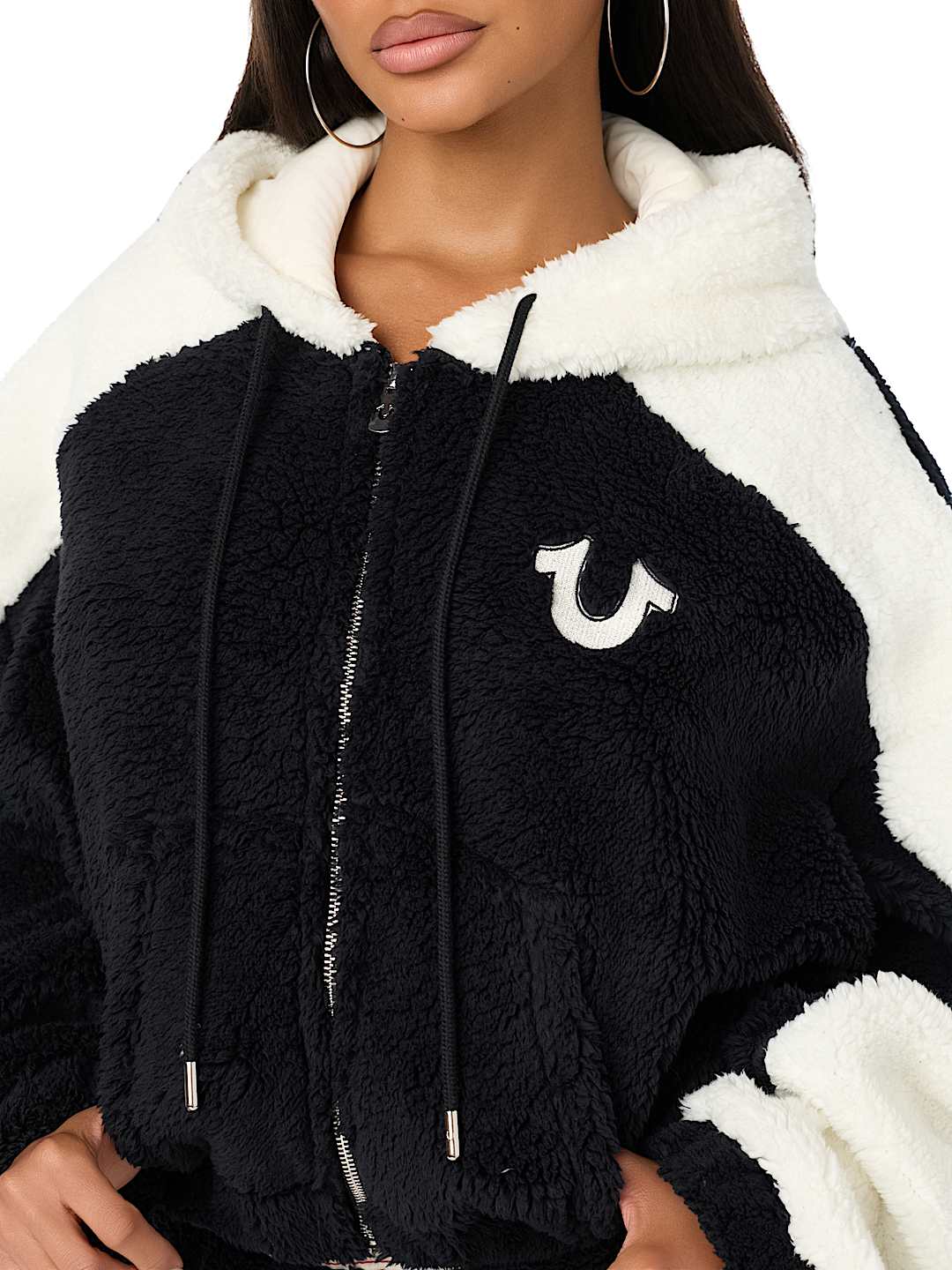 EMBROIDERED BUDDHA SHERPA GIRLFRIEND ZIP HOODIE