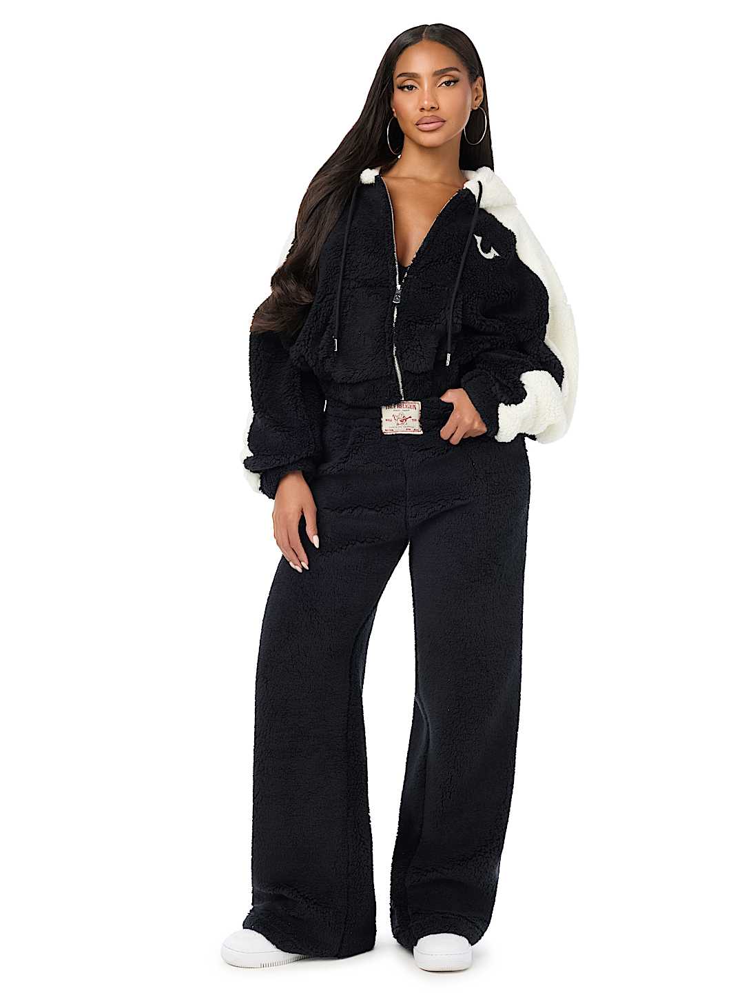 EMBROIDERED BUDDHA SHERPA GIRLFRIEND ZIP HOODIE