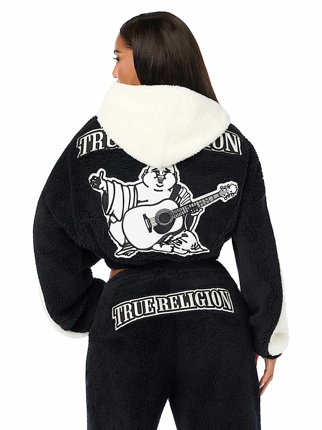 EMBROIDERED BUDDHA SHERPA GIRLFRIEND ZIP HOODIE