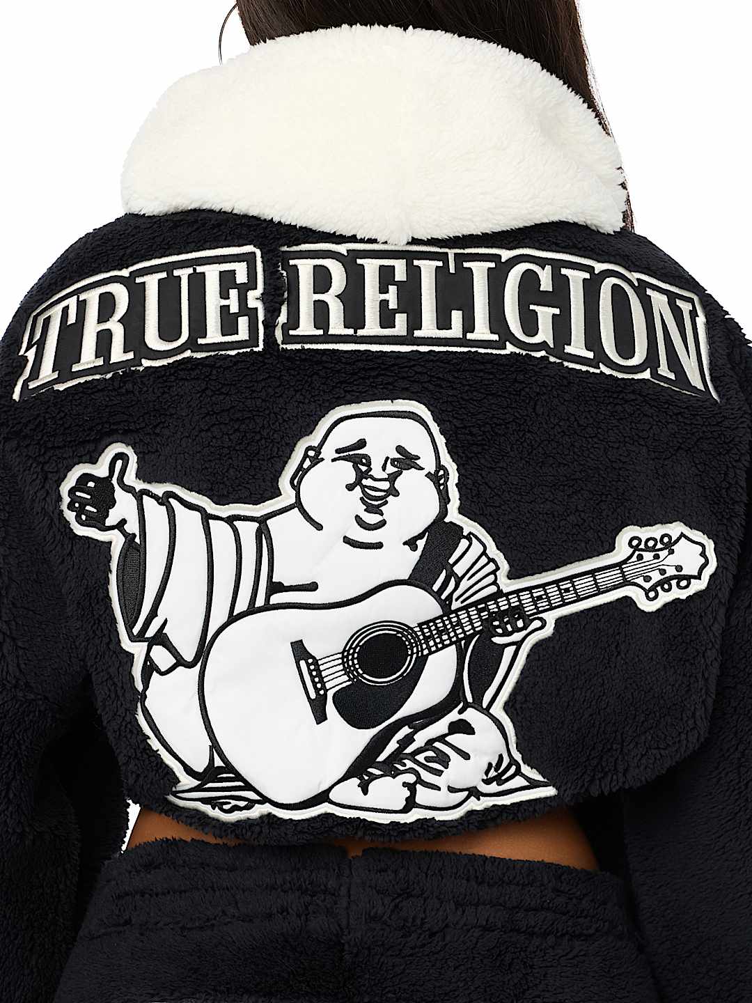 EMBROIDERED BUDDHA SHERPA GIRLFRIEND ZIP HOODIE