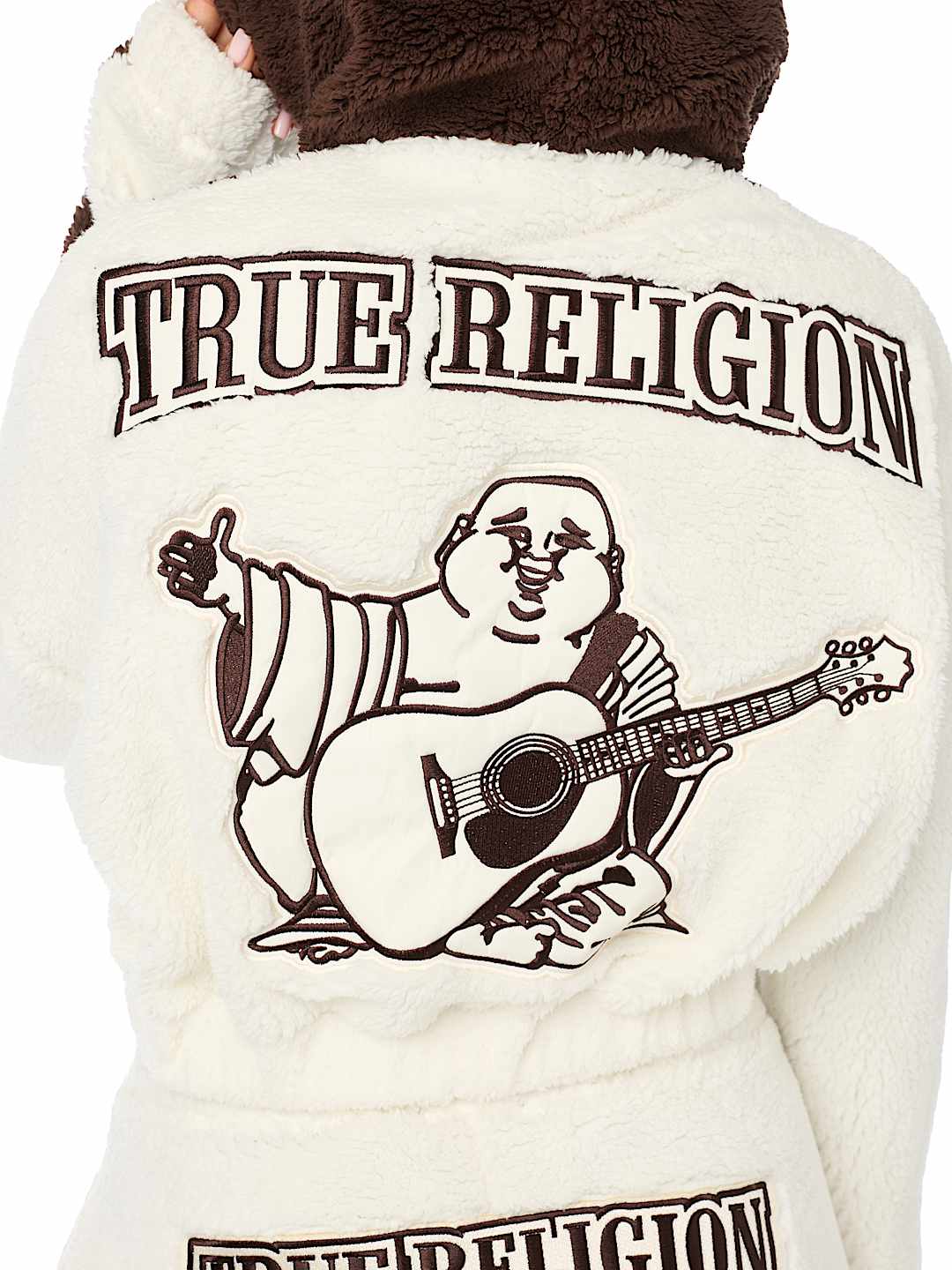 EMBROIDERED BUDDHA SHERPA GIRLFRIEND ZIP HOODIE