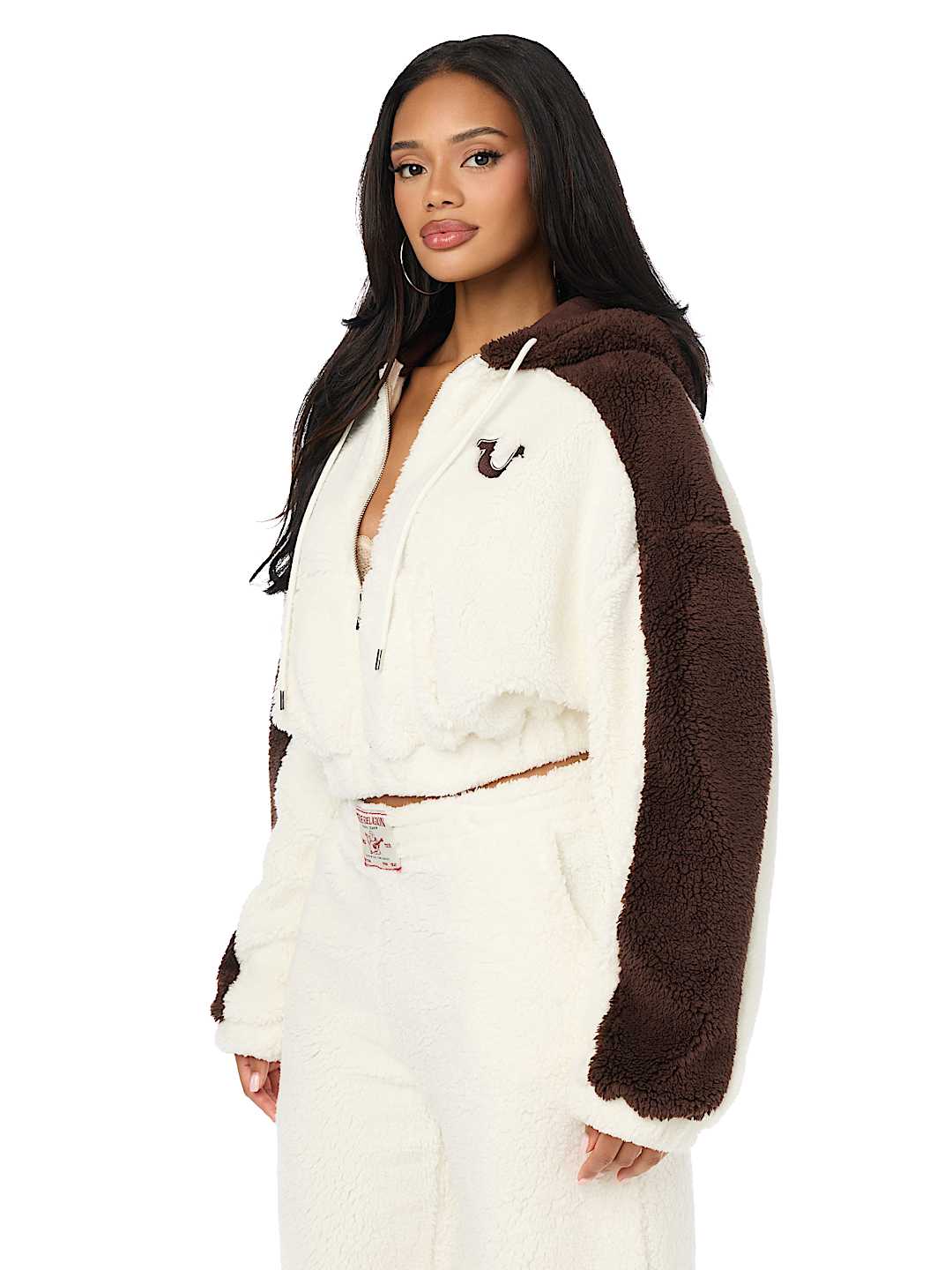 EMBROIDERED BUDDHA SHERPA GIRLFRIEND ZIP HOODIE