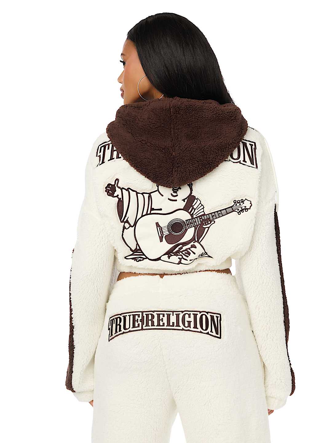 EMBROIDERED BUDDHA SHERPA GIRLFRIEND ZIP HOODIE