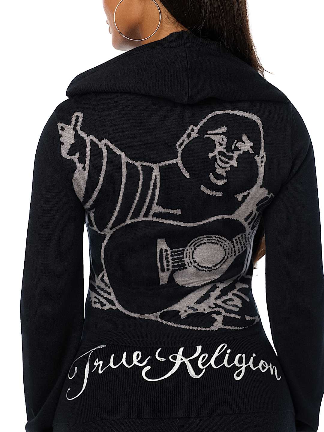 DOUBLE-ZIP EMBROIDERED SWEATER JACKET