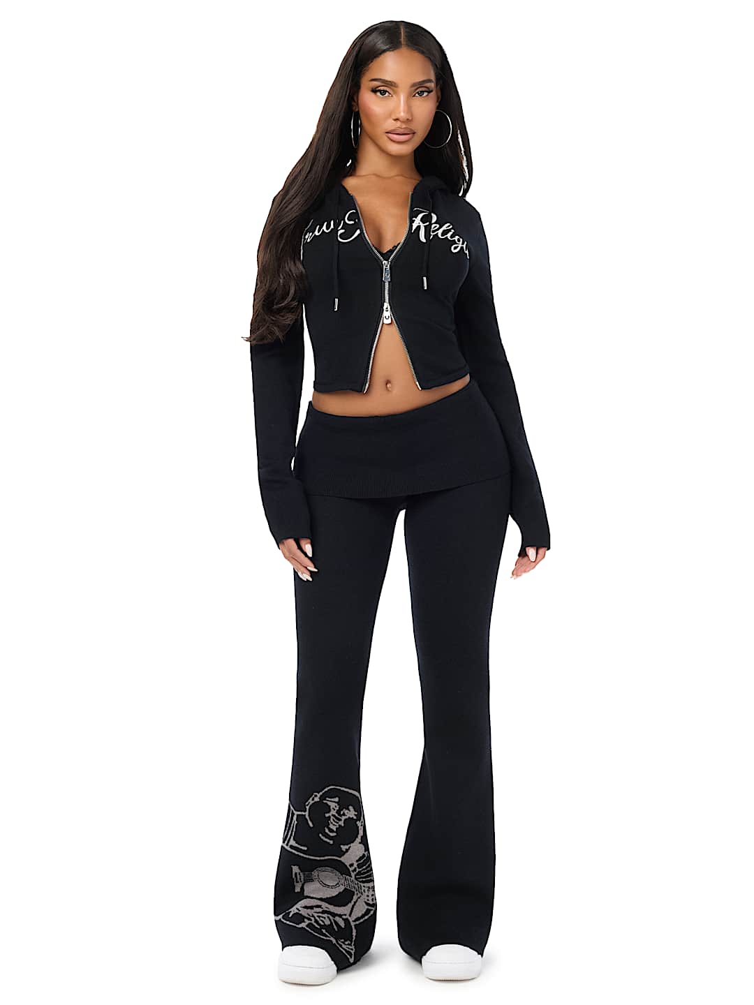 DOUBLE-ZIP EMBROIDERED SWEATER JACKET